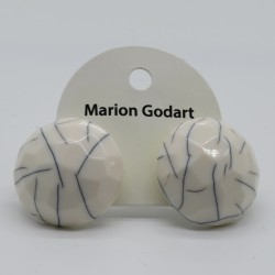Round White Resin Clip On Earrings By Marion Godart Paris