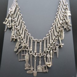 Unusual necklace with tools charms